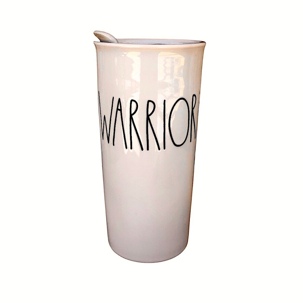Rae Dunn Magenta "Warrior" Large Travel Ceramic Mug Tumbler With Sealed Lid